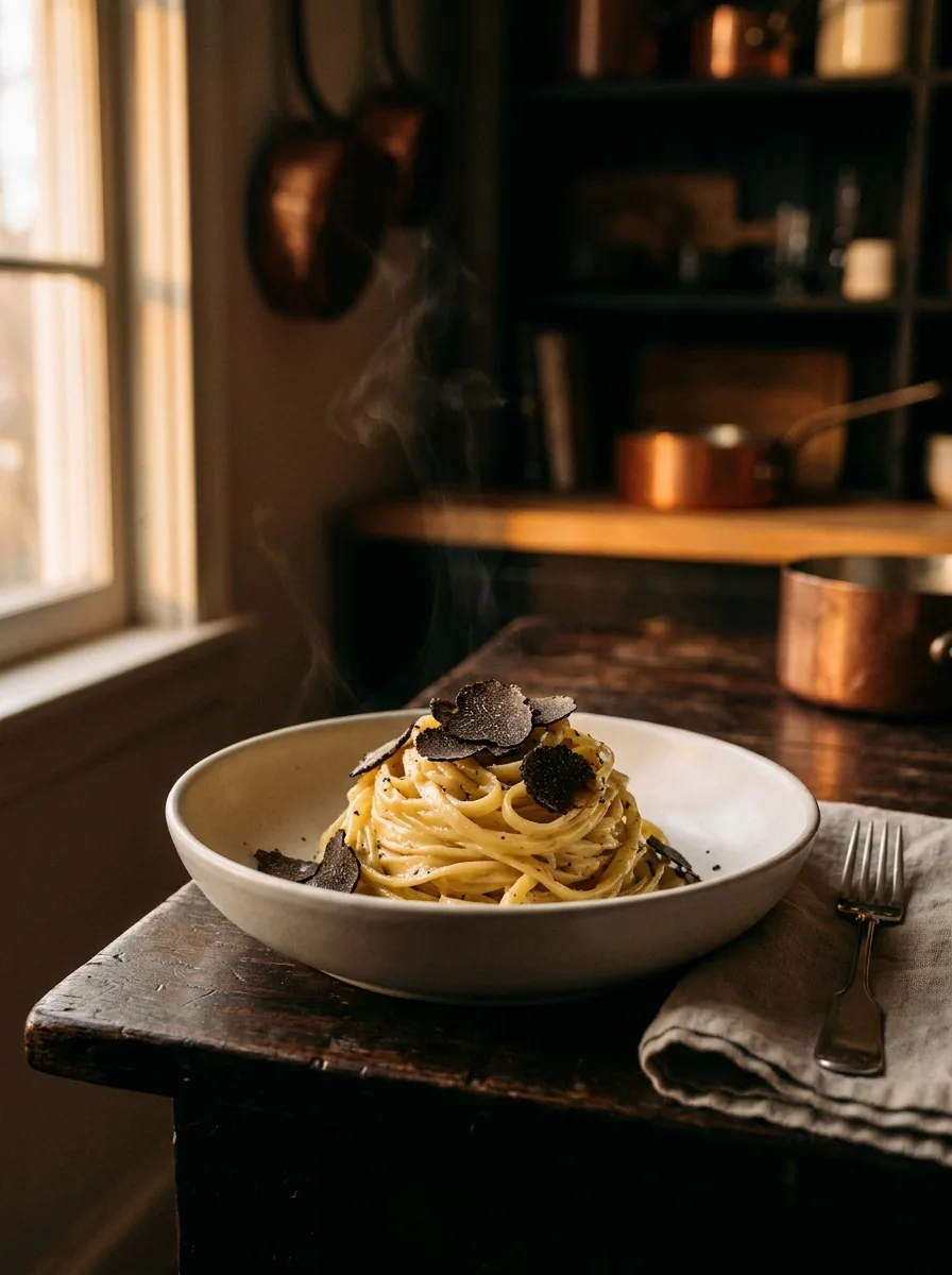 Handrolled tagliolini with black truffle