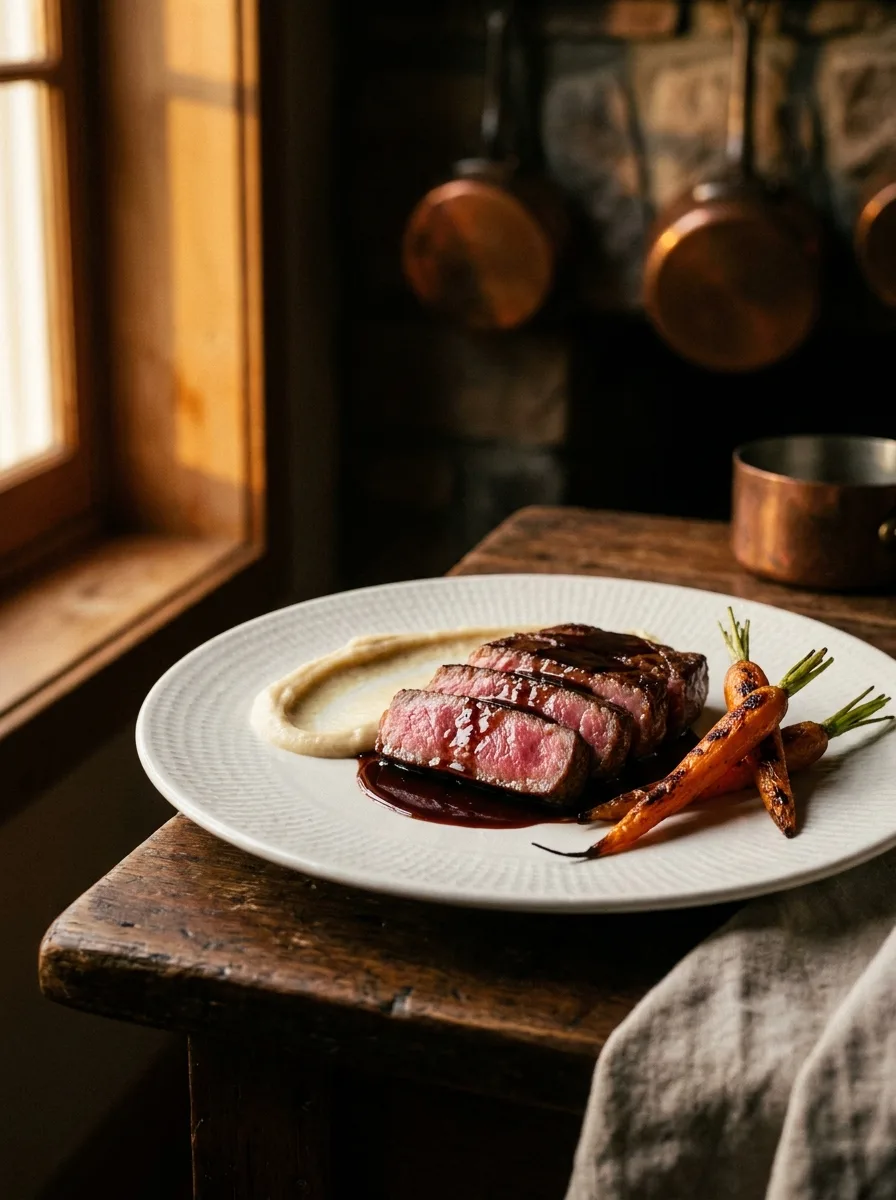 Wagyu medallion with red-wine reduction and celeriac
